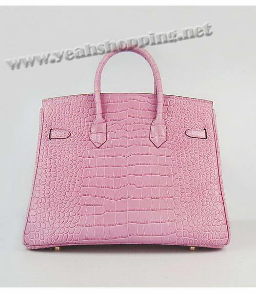 Hermes Birkin 35cm Bag Pink Big Croc Veins Golden Metal-2