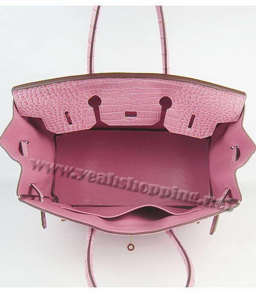 Hermes Birkin 35cm Bag Pink Big Croc Veins Golden Metal-5