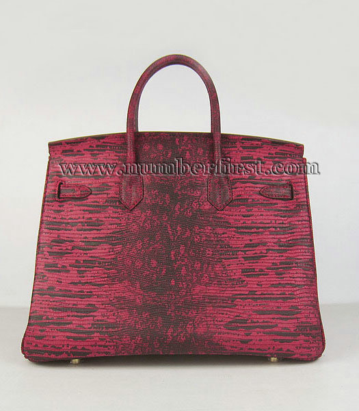 Hermes Birkin 35cm Bag Red Lizard Veins Leather Gold Metal-2