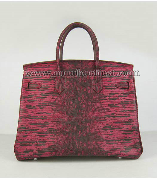 Hermes Birkin 35cm Bag Red Lizard Veins Leather Silver Metal-2