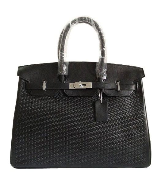 Hermes Birkin 35CM Black Plait Veins Leather Bag