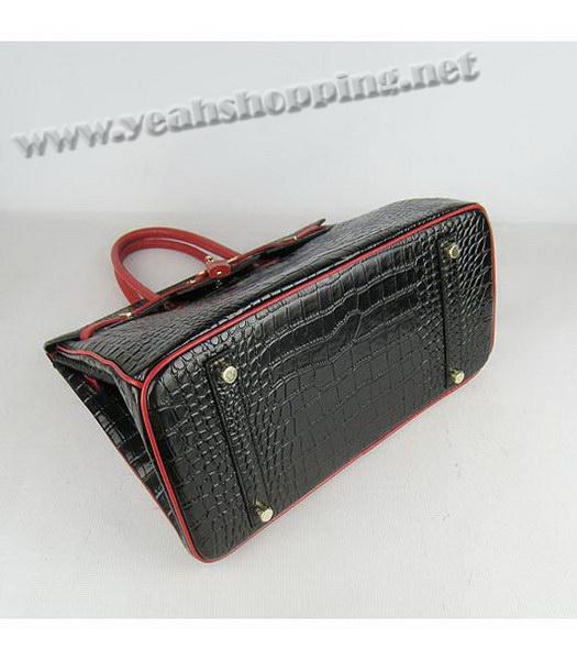 Hermes Birkin 35cm Black-Red Croc Leather Golden Metal-4