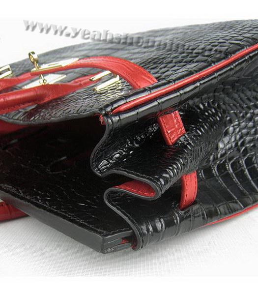 Hermes Birkin 35cm Black-Red Croc Leather Golden Metal-6