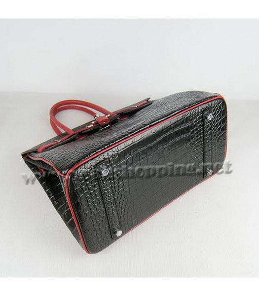 Hermes Birkin 35cm Black-Red Croc Leather Silver Metal-4