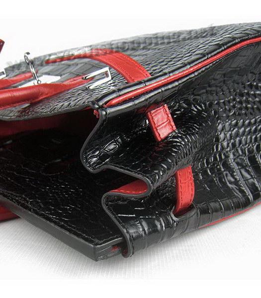 Hermes Birkin 35cm Black-Red Croc Leather Silver Metal-6