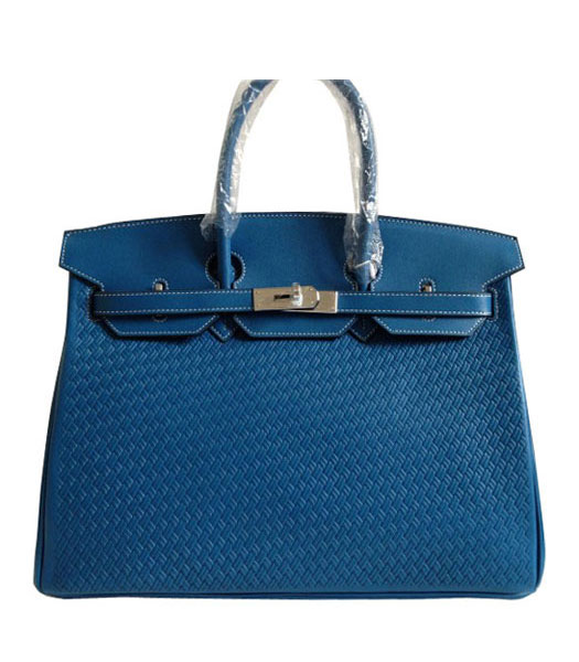 Hermes Birkin 35CM Blue Plait Veins Leather Bag