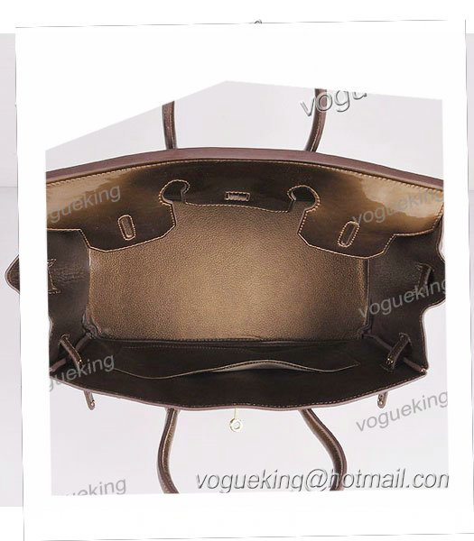 Hermes Birkin 35cm Bronze Patent Leather Bag Golden Metal-6