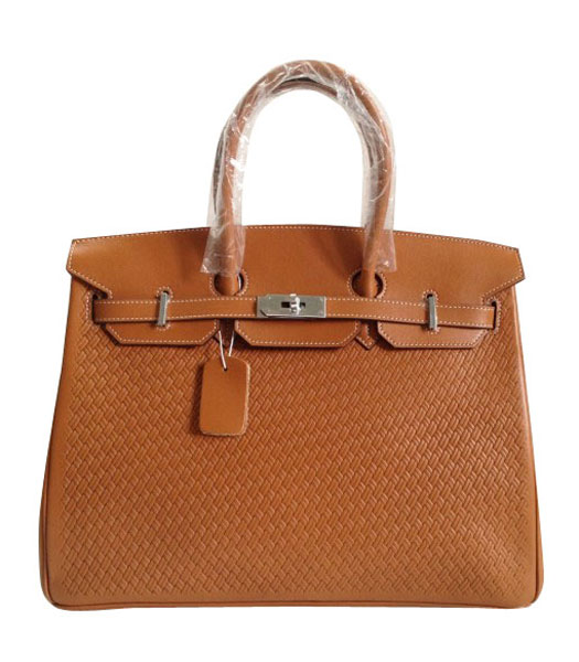 Hermes Birkin 35CM Coffee Plait Veins Leather Bag