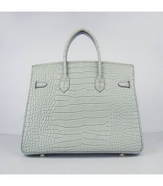Hermes Birkin 35cm Crocodile Veins Handbags in Silver Grey Calfskin (Gold) -2