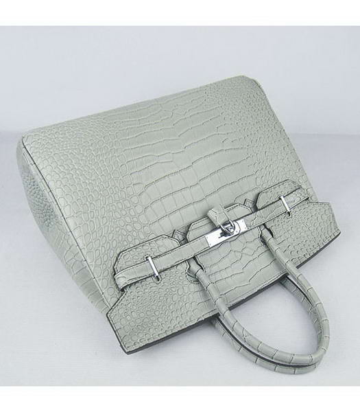 Hermes Birkin 35cm Crocodile Veins Handbags in Silver Grey Calfskin (Silver) -5
