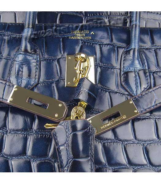 Hermes Birkin 35cm Dark Blue Croc Leather Golden Metal-7