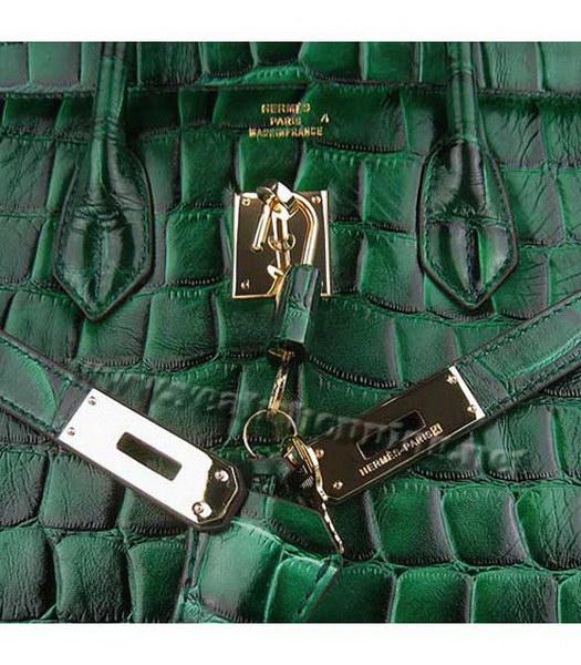 Hermes Birkin 35cm Dark Green Croc Leather Golden Metal-7
