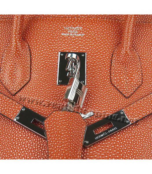 Hermes Birkin 35cm Dark Orange Pearl Veins Leather Silver Metal-7