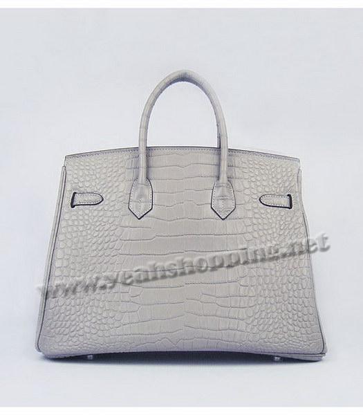 Hermes Birkin 35cm Grey Croc Veins Leather Silver Metal-2
