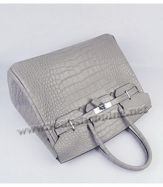 Hermes Birkin 35cm Grey Croc Veins Leather Silver Metal-5