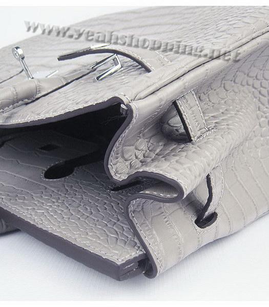 Hermes Birkin 35cm Grey Croc Veins Leather Silver Metal-8