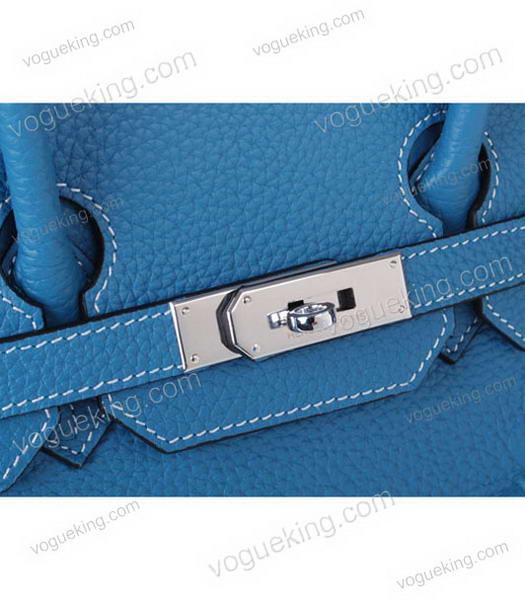 Hermes Birkin 35cm Horse-drawn Carriage Blue Togo Leather Bag Silver Metal-6