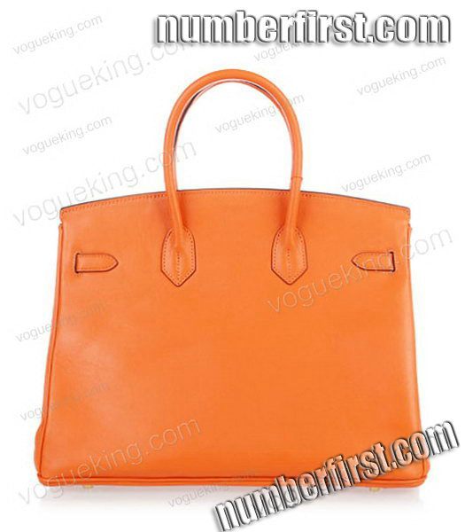 Hermes Birkin 35cm Horse-drawn Carriage Orange Plain Veins Bag Golden Metal-2