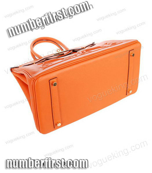 Hermes Birkin 35cm Horse-drawn Carriage Orange Plain Veins Bag Golden Metal-3