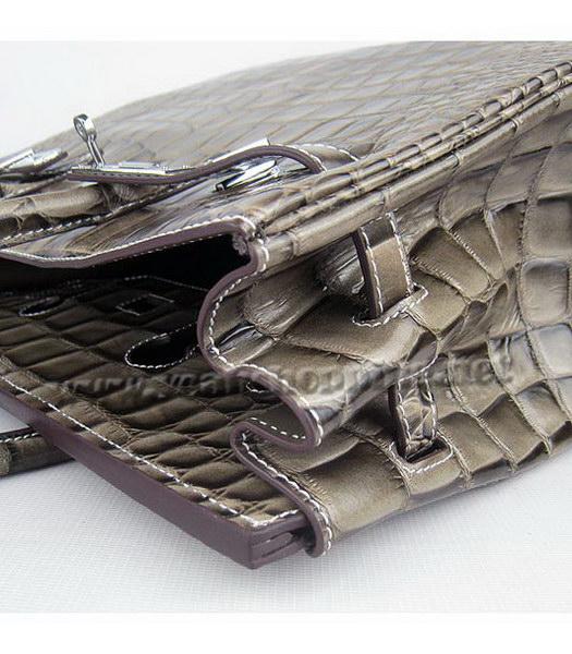 Hermes Birkin 35cm Khaki Croc Leather Silver Metal-7