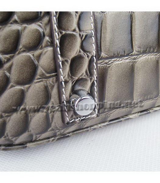 Hermes Birkin 35cm Khaki Croc Leather Silver Metal-9