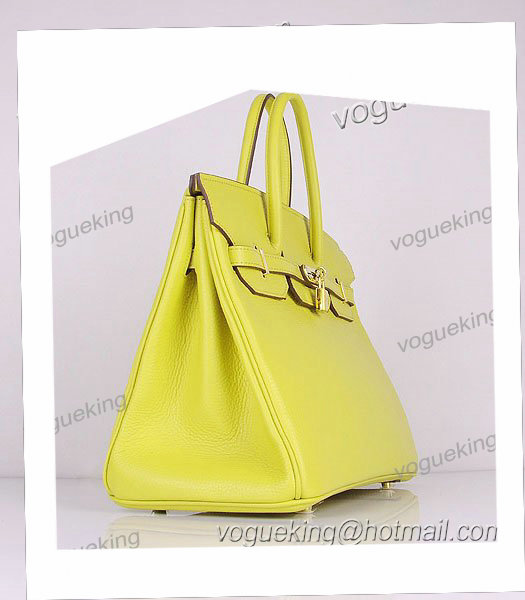 Hermes Birkin 35cm Lemon Yellow Togo Leather Bag Golden Metal-1