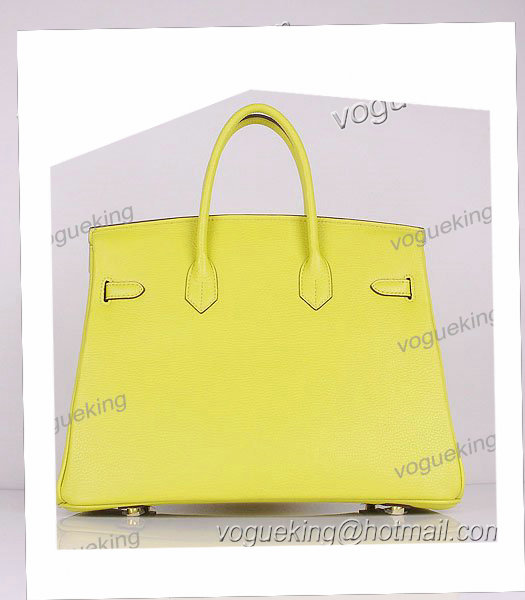 Hermes Birkin 35cm Lemon Yellow Togo Leather Bag Golden Metal-2