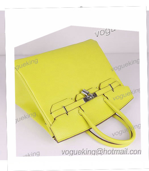 Hermes Birkin 35cm Lemon Yellow Togo Leather Bag Silver Metal-5