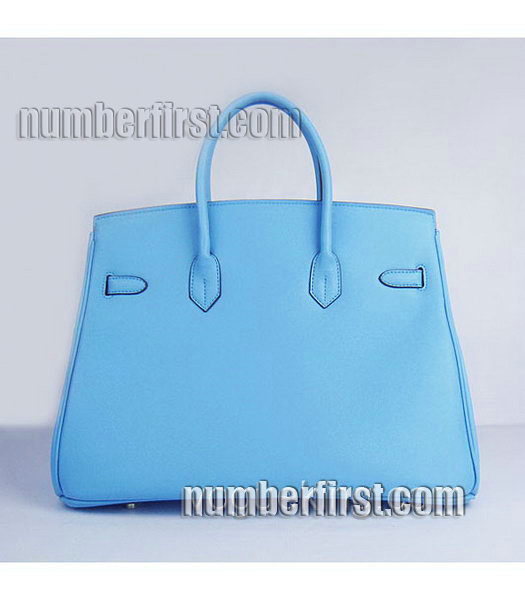 Hermes Birkin 35cm Light Blue Plain Veins Bag Gold-2