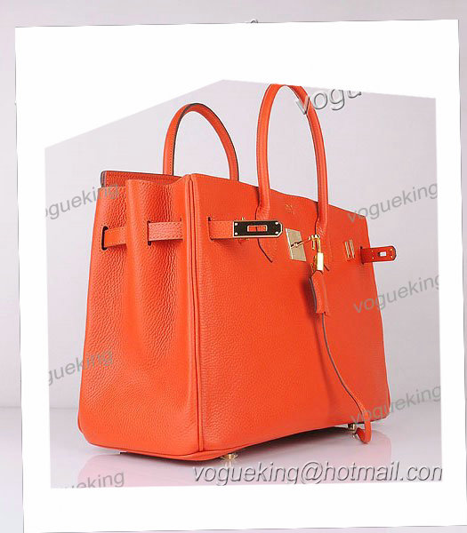 Hermes Birkin 35cm Light Orange Togo Leather Bag Golden Metal-3