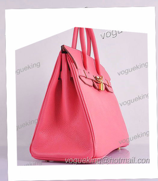 Hermes Birkin 35cm Lipstick Pink Calfskin Leather Bag Golden Metal-1