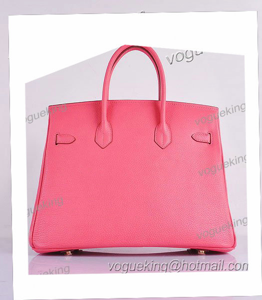 Hermes Birkin 35cm Lipstick Pink Calfskin Leather Bag Golden Metal-2