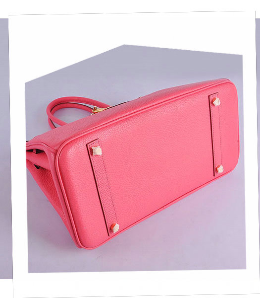 Hermes Birkin 35cm Lipstick Pink Calfskin Leather Bag Golden Metal-4