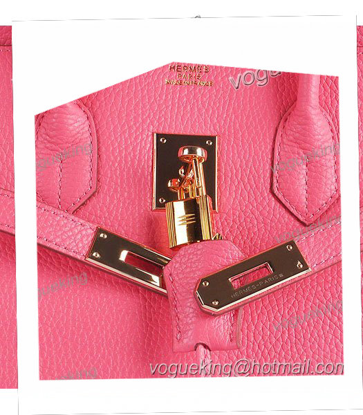Hermes Birkin 35cm Lipstick Pink Calfskin Leather Bag Golden Metal-5