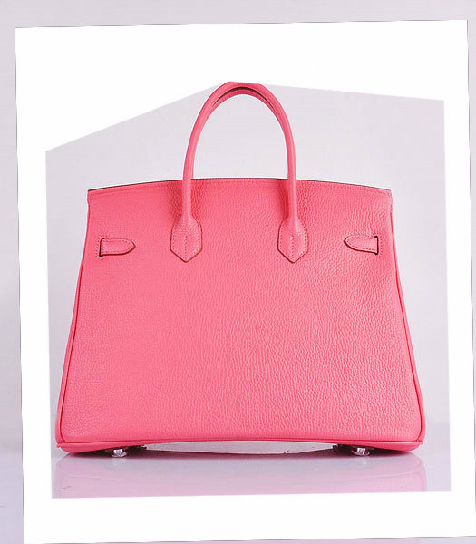 Hermes Birkin 35cm Lipstick Pink Calfskin Leather Bag Silver Metal-2