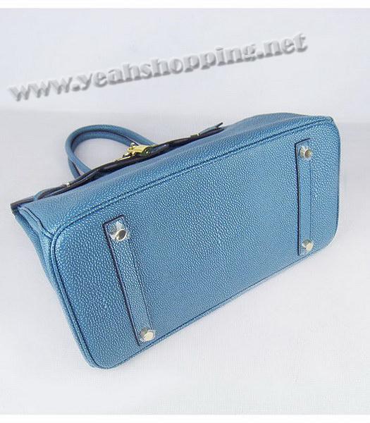 Hermes Birkin 35cm Middle Blue Pearl Veins Leather Golden Metal-4