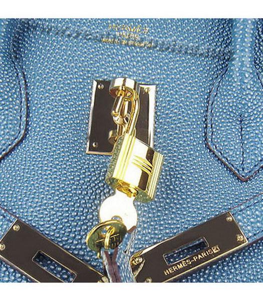 Hermes Birkin 35cm Middle Blue Pearl Veins Leather Golden Metal-7