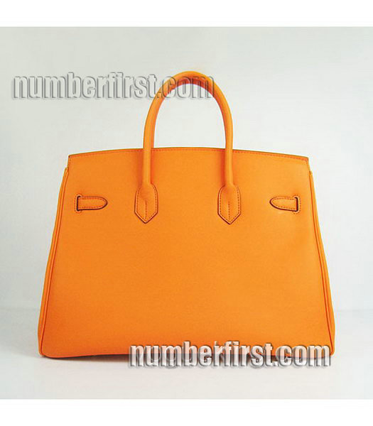 Hermes Birkin 35cm Orange Plain Veins Bag Gold-2