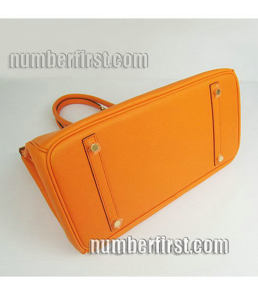 Hermes Birkin 35cm Orange Plain Veins Bag Gold-4