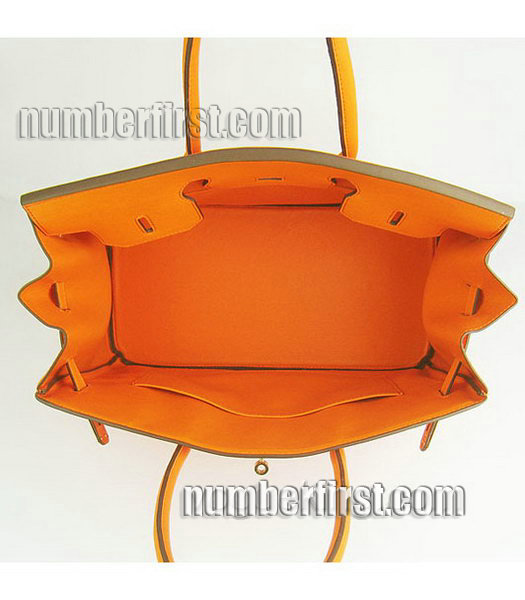 Hermes Birkin 35cm Orange Plain Veins Bag Gold-6