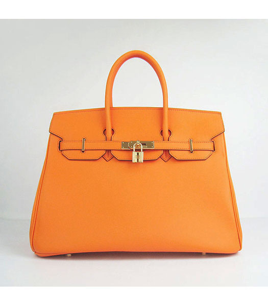 Hermes Birkin 35cm Orange Plain Veins Bag Gold
