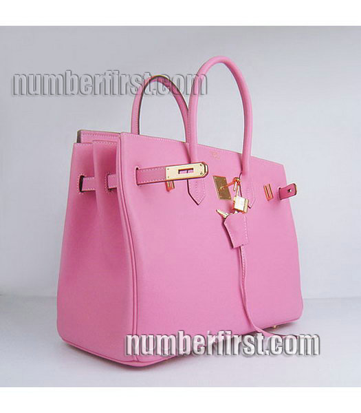 Hermes Birkin 35cm Pink Plain Veins Bag Gold-3