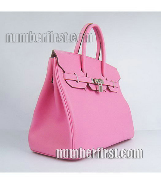 Hermes Birkin 35cm Pink Plain Veins Bag Silver-1