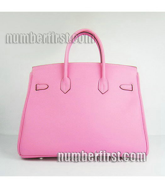 Hermes Birkin 35cm Pink Plain Veins Bag Silver-2