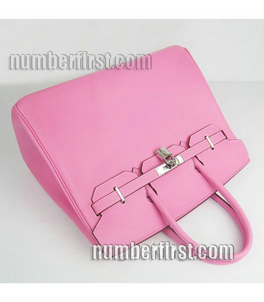 Hermes Birkin 35cm Pink Plain Veins Bag Silver-5