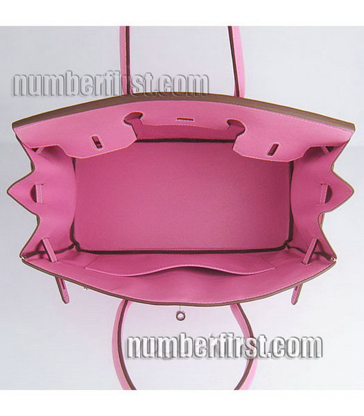 Hermes Birkin 35cm Pink Plain Veins Bag Silver-6