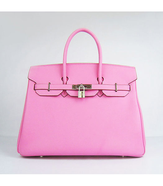 Hermes Birkin 35cm Pink Plain Veins Bag Silver