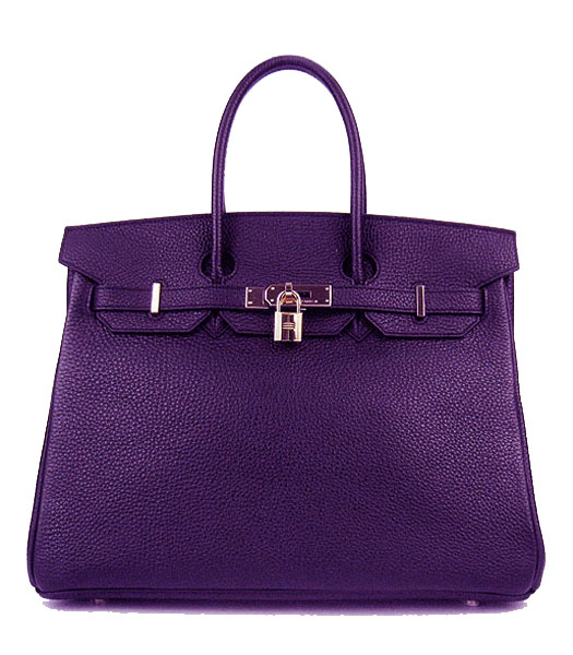 Hermes Birkin 35cm Purple Original Leather Bag Golden Metal