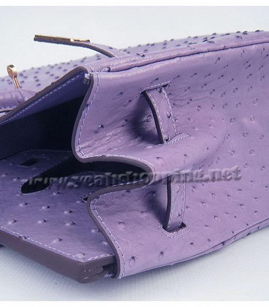 Hermes Birkin 35cm Purple Ostrich Veins Leather Golden Metal-8
