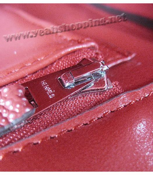 Hermes Birkin 35cm Red Pearl Veins Leather Silver Metal-9